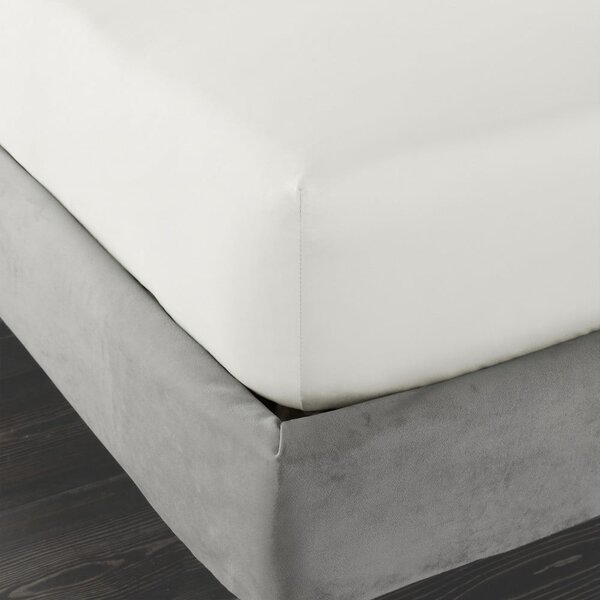 Slonokoščena napenjalna rjuha iz bombažnega satena 90x190 cm Cotton Sateen – Bianca