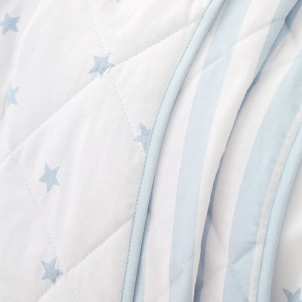 Belo/modro bombažno prešito otroško pregrinjalo 135x190 cm Mini Star & Stripes – Bianca