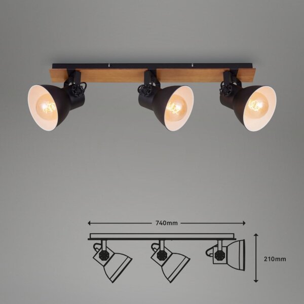 Briloner 2742-035 - Reflektor SPOTLIGHT 3xE27/40W/230V črna/rjava