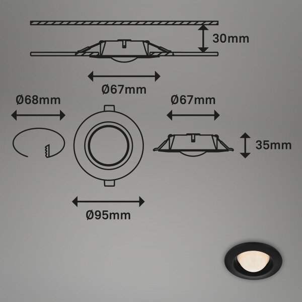 Briloner 7056-035 - SET 3x LED Kopalniška vgradna svetilka LED/3W/230V IP44