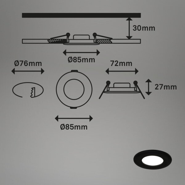 Briloner 7103-435 - SET 3x LED Kopalniška vgradna svetilka LED/5W/230V IP44