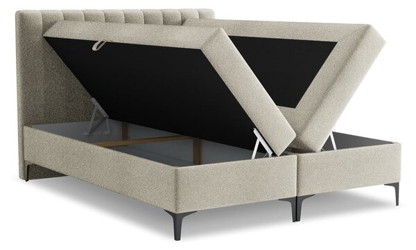 Sivorjava boxspring postelja s prostorom za shranjevanje 180x200 cm Puhala – Makamii