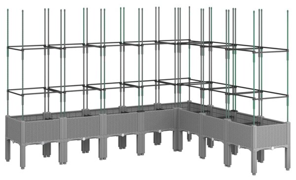 VidaXL Cvetlično korito z oporno mrežo svetlo sivo 200x160x142,5 cm PP