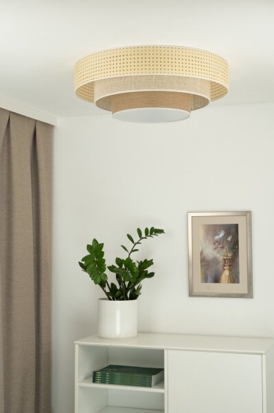 Duolla - LED Stropna svetilka LUNETA LED/26W/230V pr. 60 cm 4000K ratan/bež