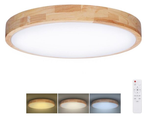 Solight WO8009- LED Zatemnitvena svetilka SOLID OAK LED/48W/230V 3000-6500K pr. 39 cm + Daljinski upravljalnik