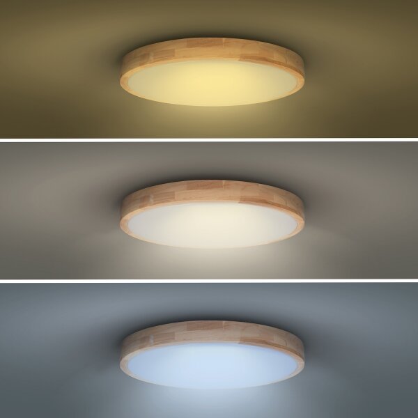 Solight WO8009- LED Zatemnitvena svetilka SOLID OAK LED/48W/230V 3000-6500K pr. 39 cm + Daljinski upravljalnik