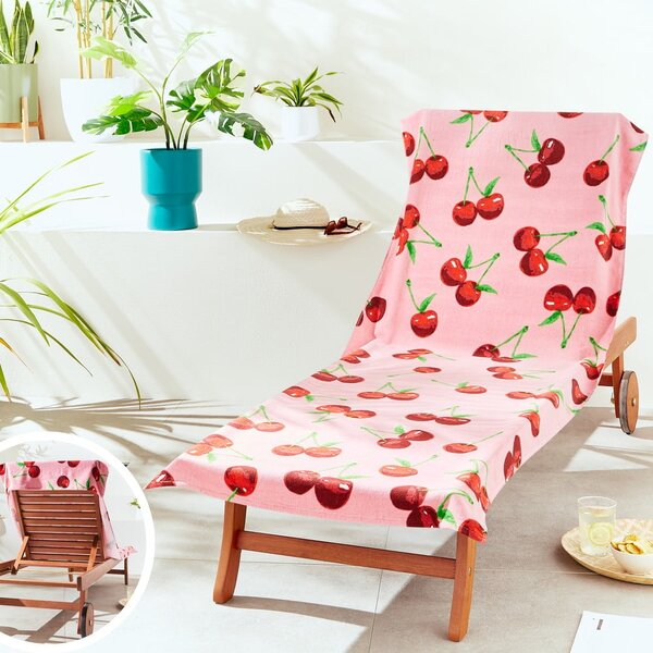 Rožnata bombažna brisača za na plažo 78x200 cm Cherries – Catherine Lansfield