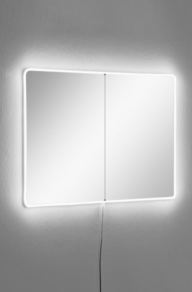 LED Stensko ogledalo z osvetlitvijo RECTANGULAR 80x60 cm bela