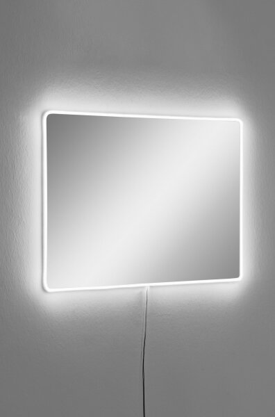 LED Stensko ogledalo z osvetlitvijo RECTANGULAR 60x40 cm bela