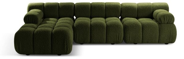 Zelena kotna sedežna garnitura iz tkanine bouclé (levi kot) Bellis – Micadoni Home