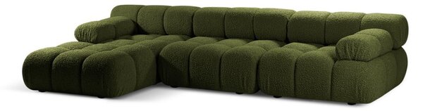 Zelena kotna sedežna garnitura iz tkanine bouclé (levi kot) Bellis – Micadoni Home