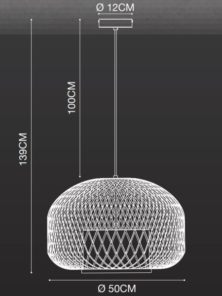 Nordlux - Lestenec na vrvici HISOKA 1xE27/40W/230V črna/bambus