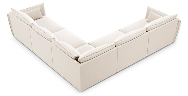 Bež žametna kotna sedežna garnitura Vanda – Mazzini Sofas