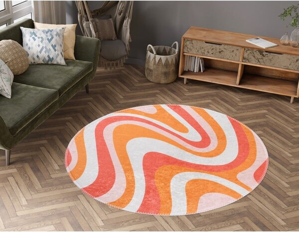 Oranžna pralna okrogla preproga ø 100 cm Colors of Joy – Vitaus