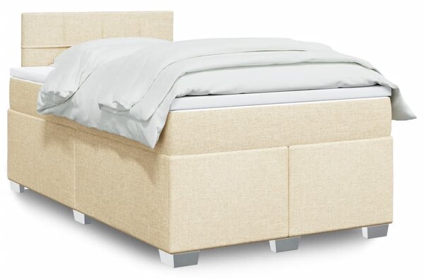 VidaXL Box spring postelja z vzmetnico krem 120x190 cm blago