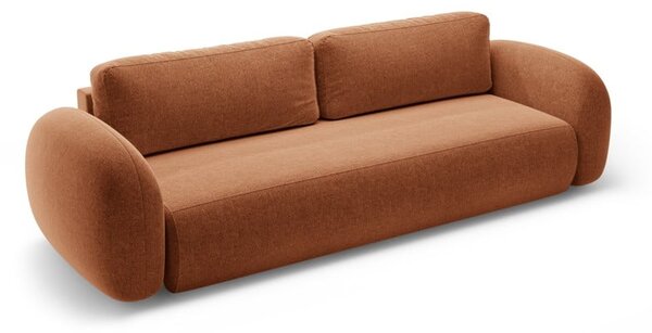 Opečnato oranžna raztegljiva/s prostorom za shranjevanje sedežna garnitura iz šenilje 262 cm Tonale – Cosmopolitan Design