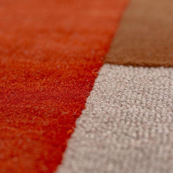 Opečnato oranžna ročno tkana volnena okrogla preproga ø 150 cm Mia Segment – Flair Rugs