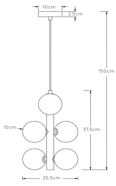 Lucide 45474/06/30 - Lestenec na vrvici TYCHO 6xG9/28W/230V črna