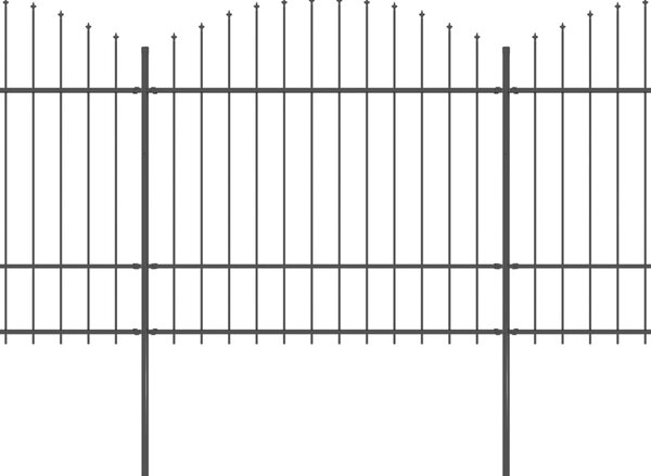 VidaXL Vrtna ograja s koničastimi vrhovi jeklo (1,5-1,75)x13,6 m črna