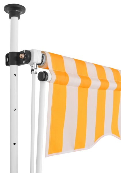 VidaXL Ročno zložljiva tenda 150 cm oranžne in bele črte