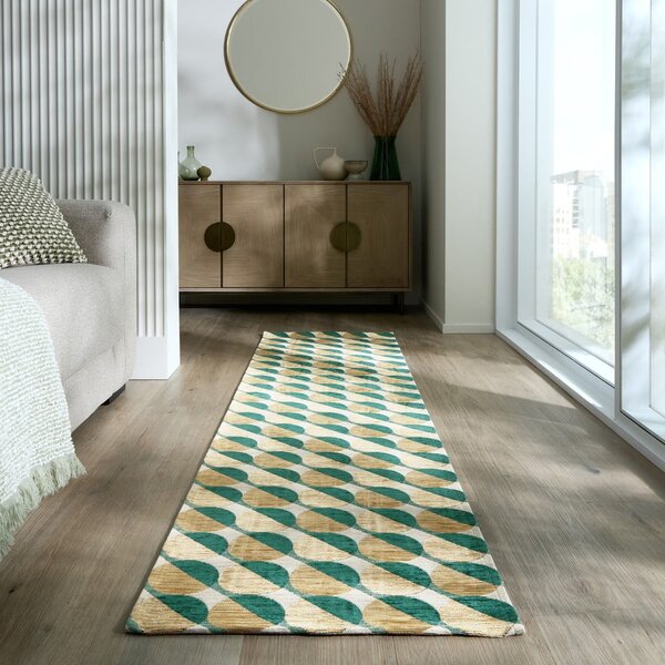 Rumen/zelen tekač 60x230 cm Carlos Circle Geo – Flair Rugs