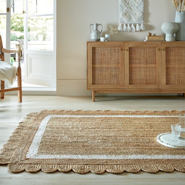 Ročno tkana preproga iz jute v naravni barvi/slonokoščena 160x230 cm Grace White – Flair Rugs