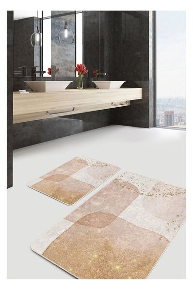 Bež žametne kopalniške preproge v kompletu 2 ks 60x100 cm – Mila Home