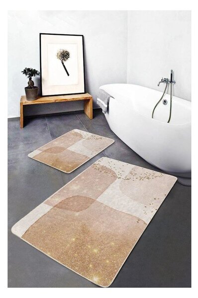 Bež žametne kopalniške preproge v kompletu 2 ks 60x100 cm – Mila Home