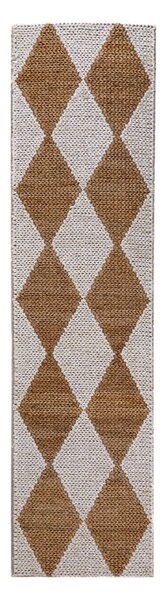 Ročno tkan tekač iz mešanice jute v beli in naravni barvi 80x230 cm Effie Diamond – Flair Rugs