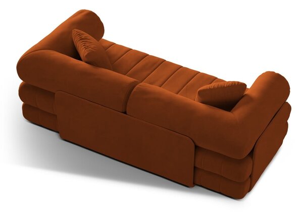 Žametna raztegljiva sedežna garnitura v barvi terakote 206 cm Kemi – Cosmopolitan Design