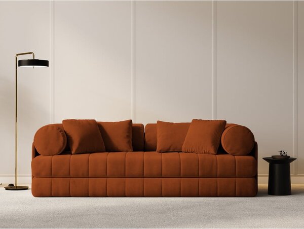 Žametna raztegljiva sedežna garnitura v barvi terakote 206 cm Kemi – Cosmopolitan Design