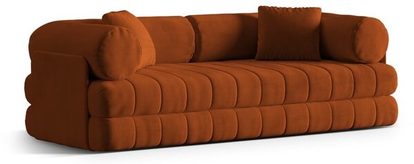 Žametna raztegljiva sedežna garnitura v barvi terakote 206 cm Kemi – Cosmopolitan Design