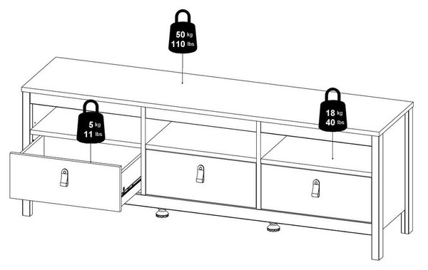 Sivo-bež TV omarica 151x54x38 cm Madrid – Tvilum