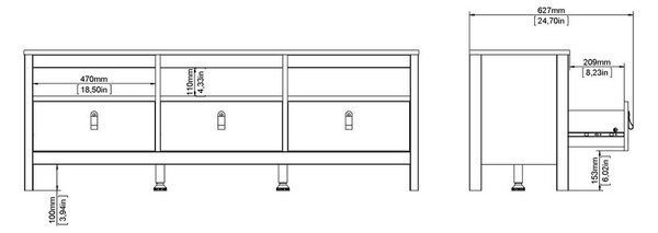 Sivo-bež TV omarica 151x54x38 cm Madrid – Tvilum