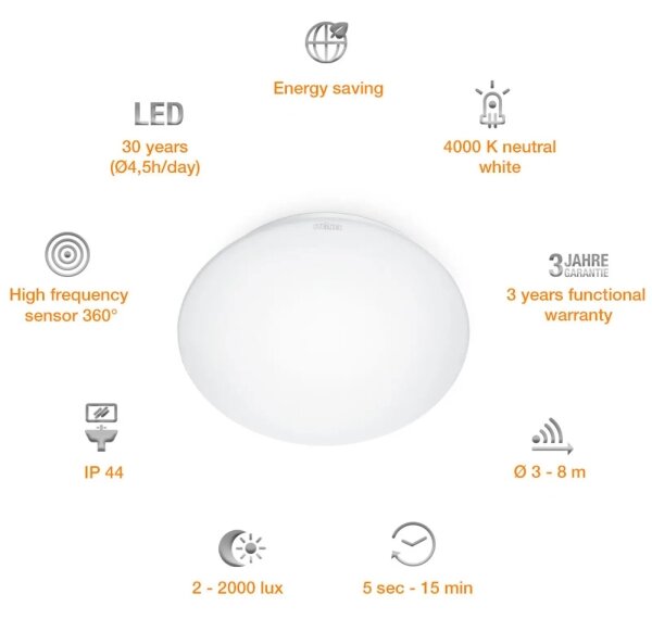 STEINEL 008383 - LED Kopalniška svetilka s senzorjem RS16LED LED/9,5W/230V IP44