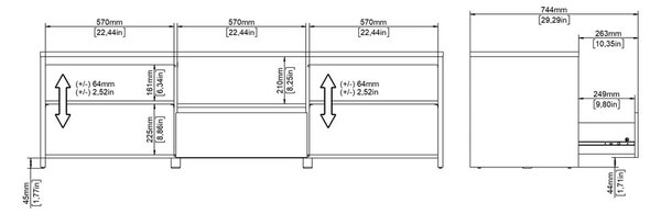 Bela TV omarica v hrastovem dekorju 179x52x48 cm Next – Tvilum