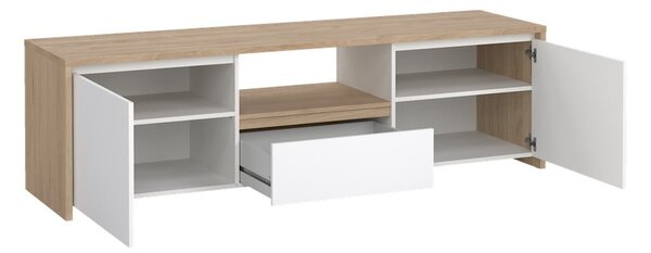 Bela TV omarica v hrastovem dekorju 179x52x48 cm Next – Tvilum