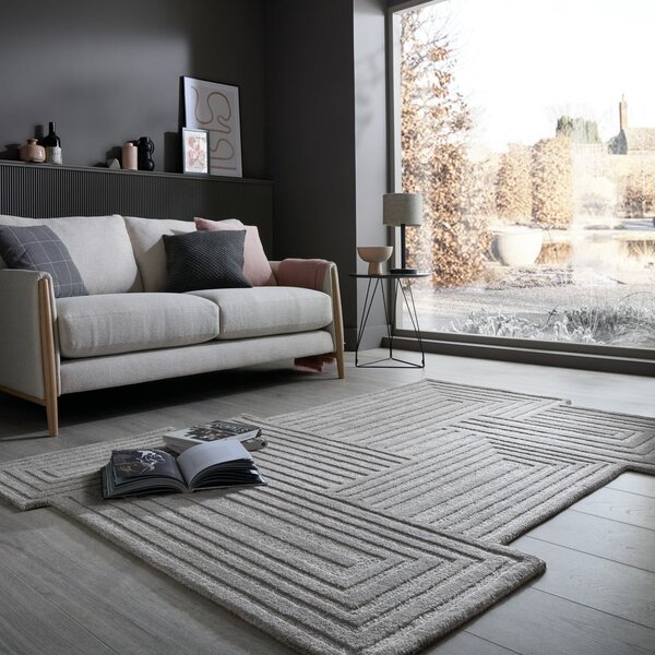 Siva ročno tkana volnena preproga 160x230 cm Zen Rectangles – Flair Rugs