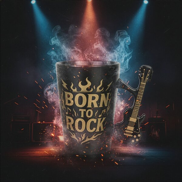 Rock skodelica z ročko v obliki električne kitare – Single cut stil