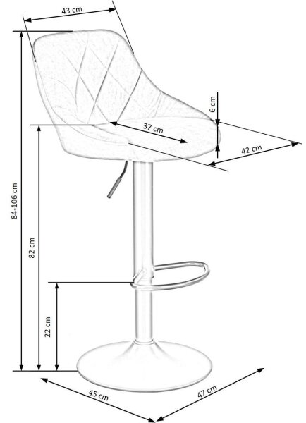 Barski stol 106x47 cm črna/rjava