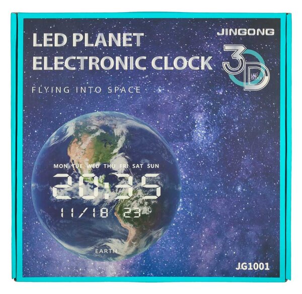 Stenska ura Planet Mars s prikazovalnikom LED 32 cm oranžna