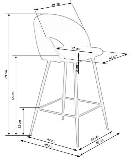 Barski stol 89x49 cm siva/črna