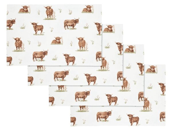 Bombažni pogrinjki v kompletu 4 ks 30x46 cm Angus Highland Cow – Catherine Lansfield