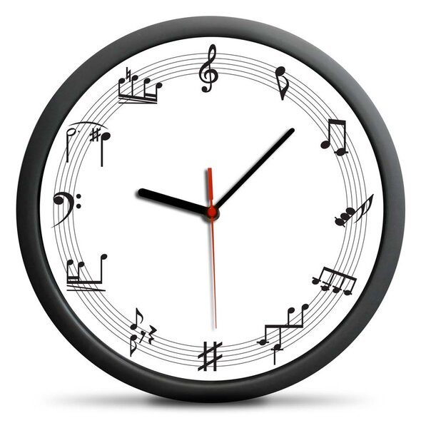 Stenska ura z glasbenimi notami namesto številk