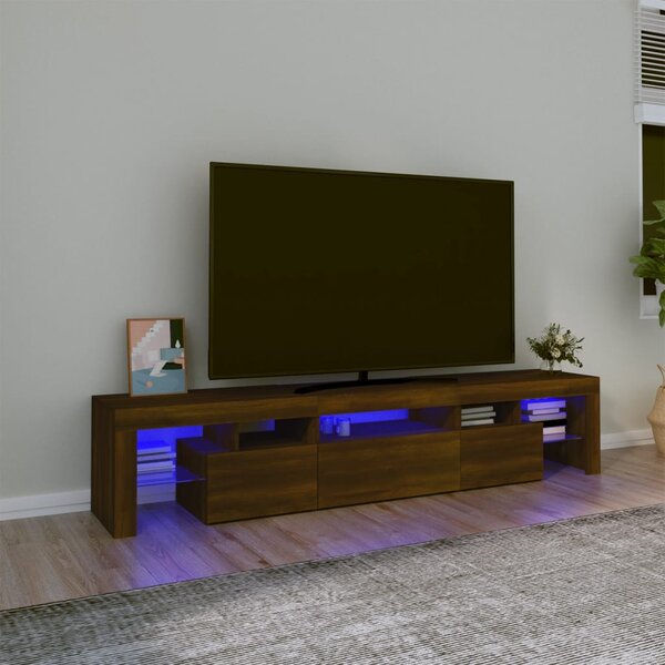 VidaXL TV omarica z LED lučkami rjav hrast 200x36,5x40 cm