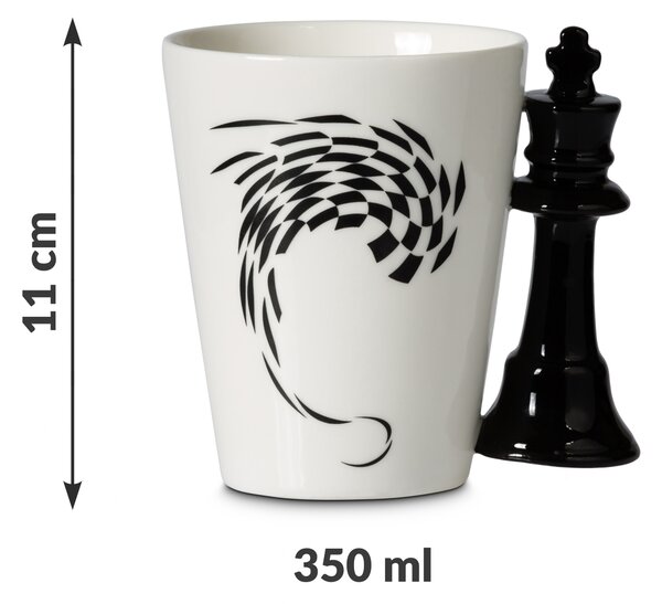 Elegantna skodelica z ročajem v obliki šahovske figure