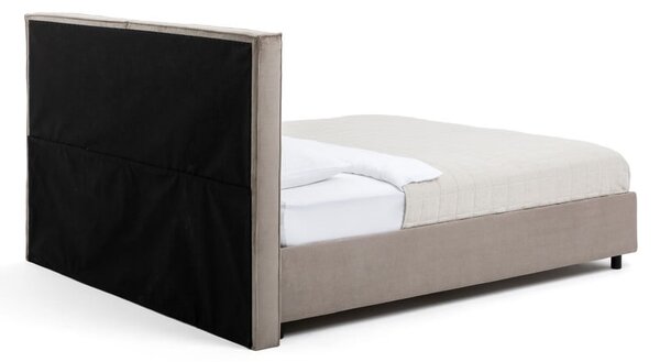 Sivorjava oblazinjena zakonska postelja s prostorom za shranjevanje z letvenim dnom 160x200 cm Myra Bold – Bonami Selection