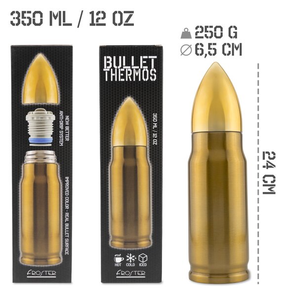 Termovka v obliki naboja – Bullet Thermos 350 ml