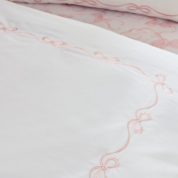 Bela enojna posteljnina 135x200 cm Bow Embroidery – Catherine Lansfield