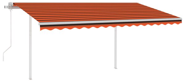 VidaXL Avtomatska tenda LED + senzor 4x3,5 m oranžna in rjava